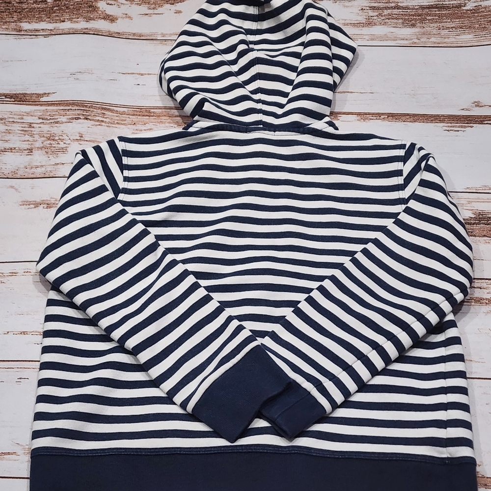 Crewcuts striped hoodie navy blue white rainbow zip up sweatshirt 8 - Picture 6 of 8